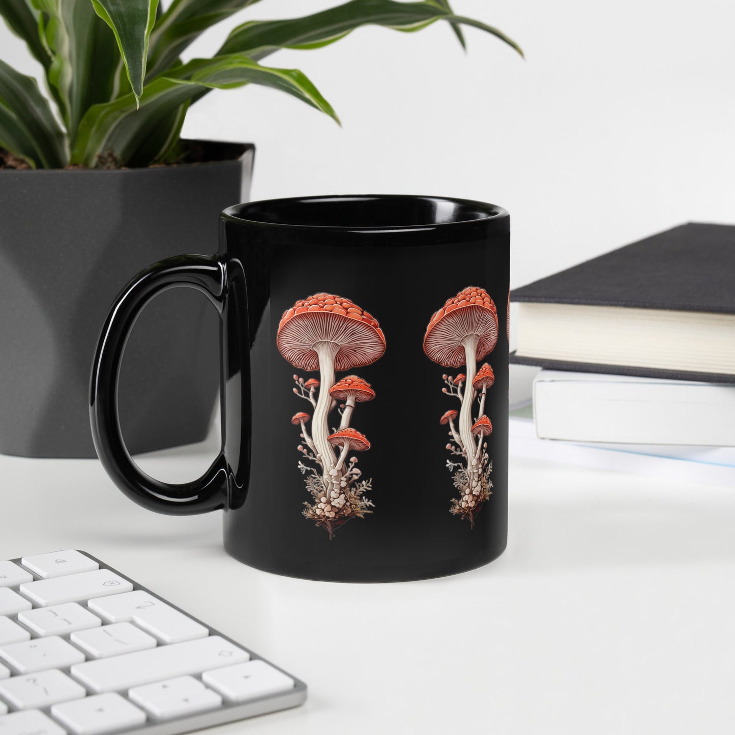 Wild Mushrooms Black Glossy Mug (11 oz) - Mugs - Discovery Co.