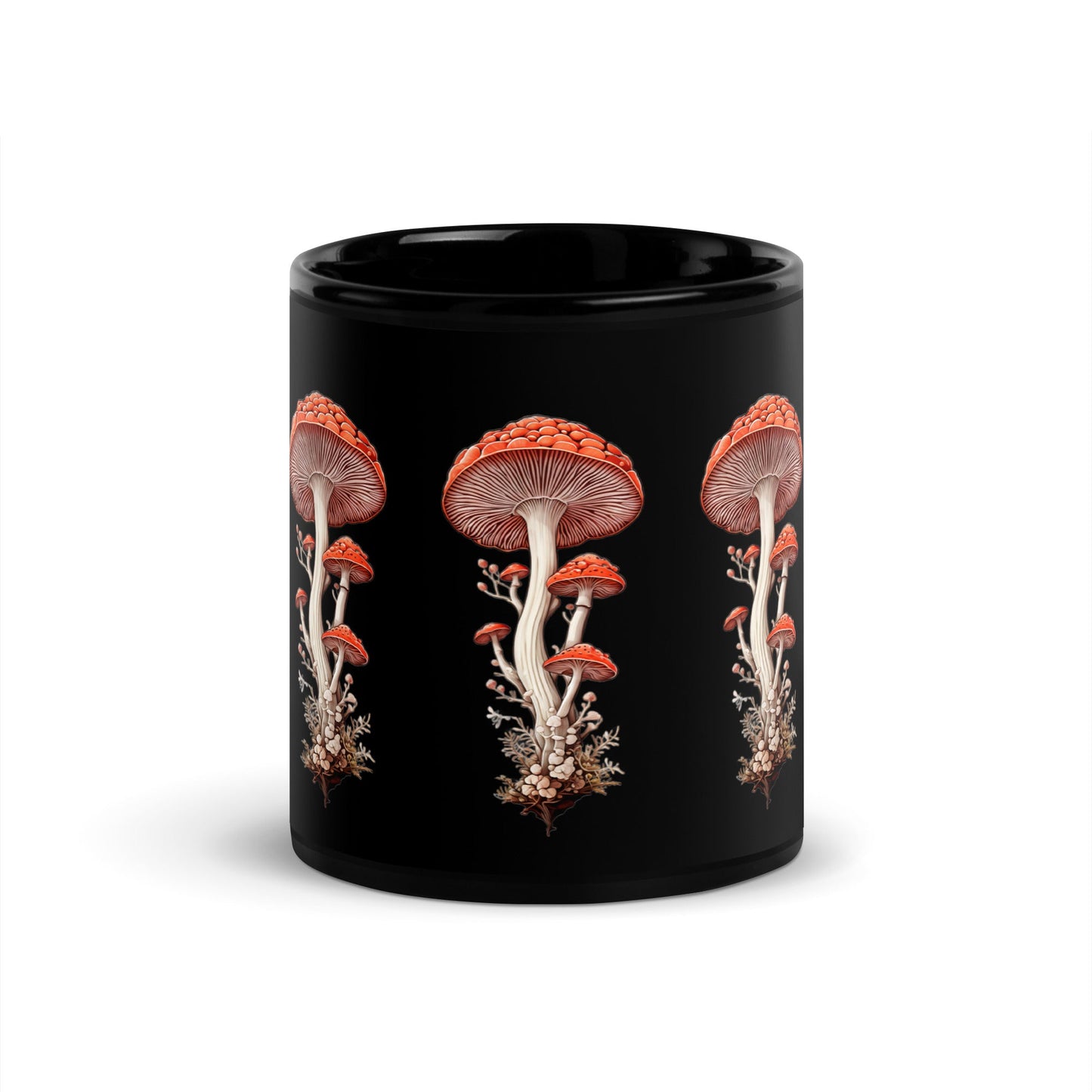 Wild Mushrooms Black Glossy Mug (11 oz) - Mugs - Discovery Co.