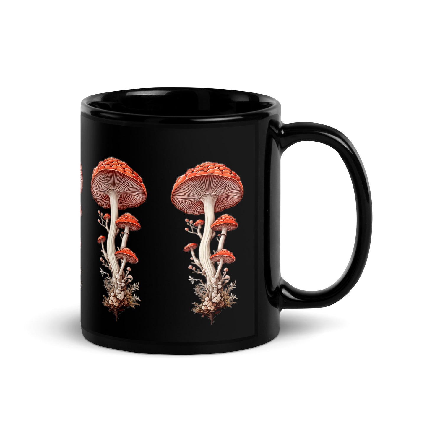 Wild Mushrooms Black Glossy Mug (11 oz) - Mugs - Discovery Co.