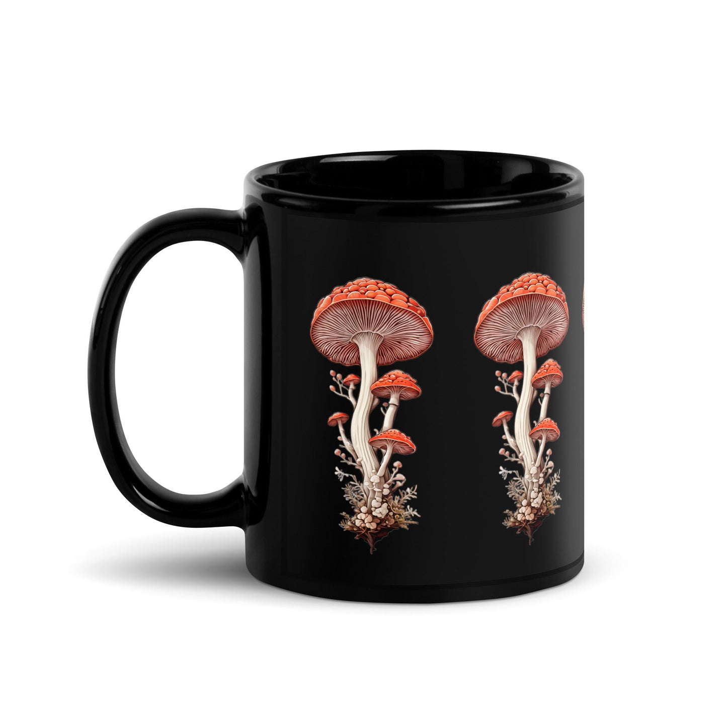 Wild Mushrooms Black Glossy Mug (11 oz) - Mugs - Discovery Co.