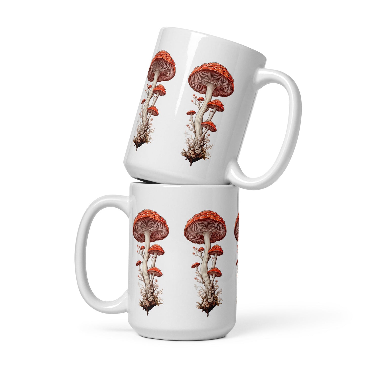 Wild Mushrooms White Glossy Mug (11 oz, 15oz, 20 oz) - Mugs - Discovery Co.