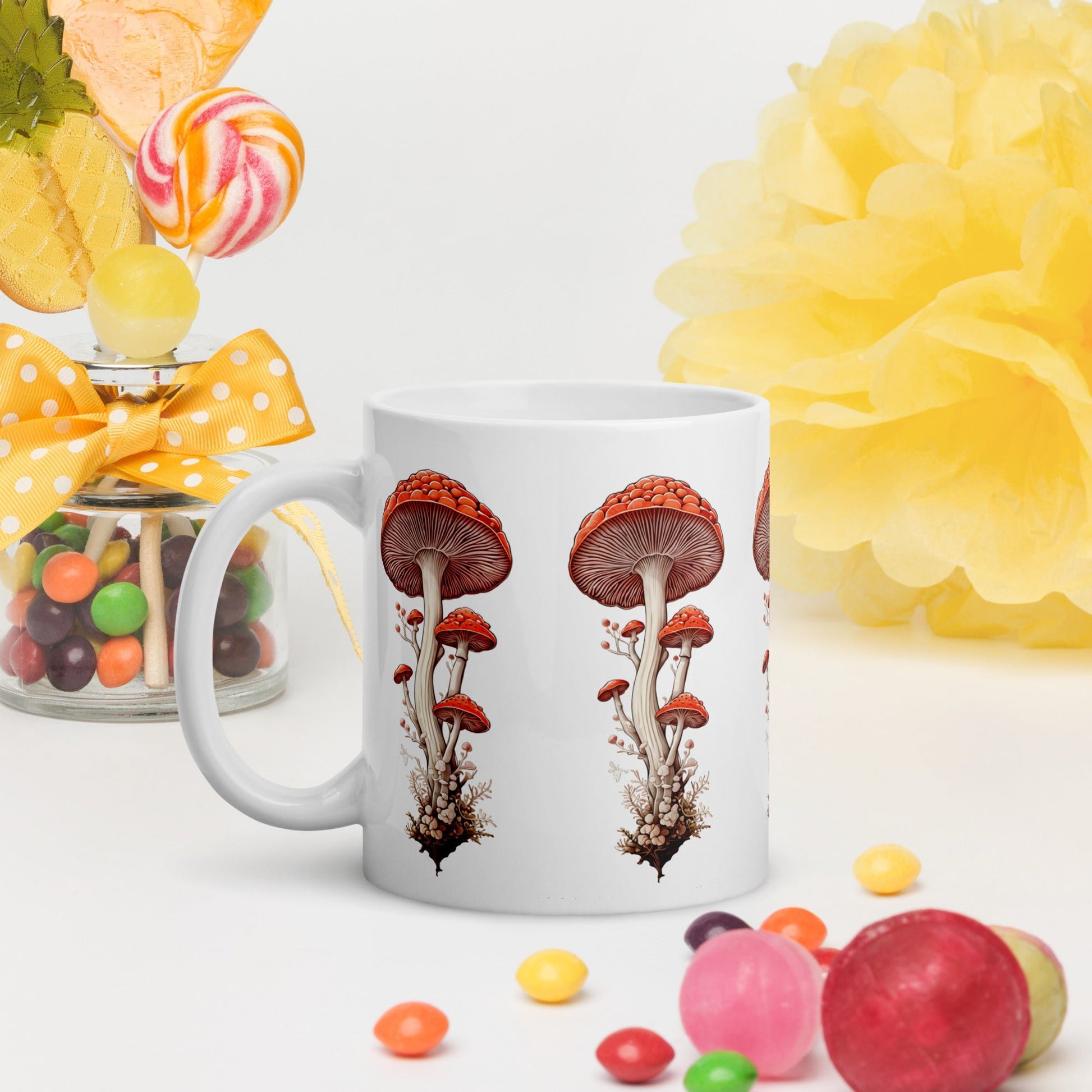 Wild Mushrooms White Glossy Mug (11 oz, 15oz, 20 oz) - Mugs - Discovery Co.