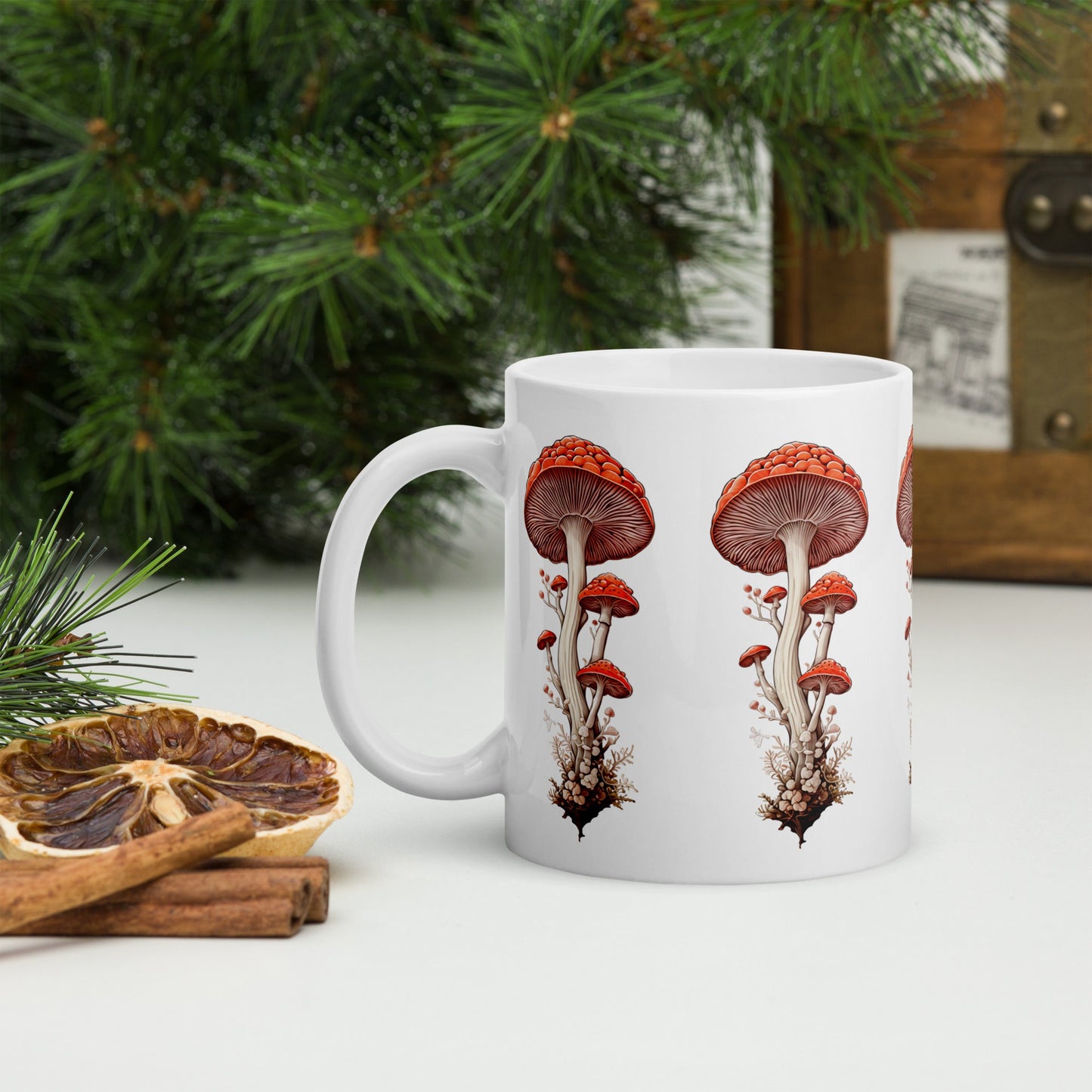 Wild Mushrooms White Glossy Mug (11 oz, 15oz, 20 oz) - Mugs - Discovery Co.