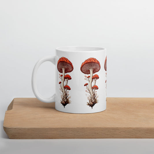 Wild Mushrooms White Glossy Mug (11 oz, 15oz, 20 oz) - Mugs - Discovery Co.