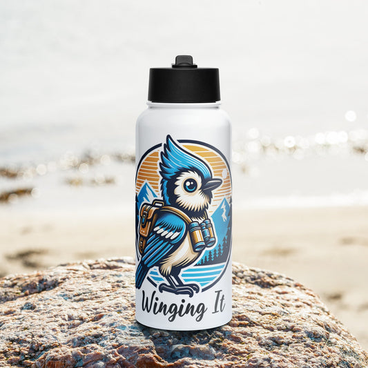 Winging It Stainless Steel Water Bottle With Straw Lid - Stainless Steel Water Bottle With Straw Lid - Discovery Co.