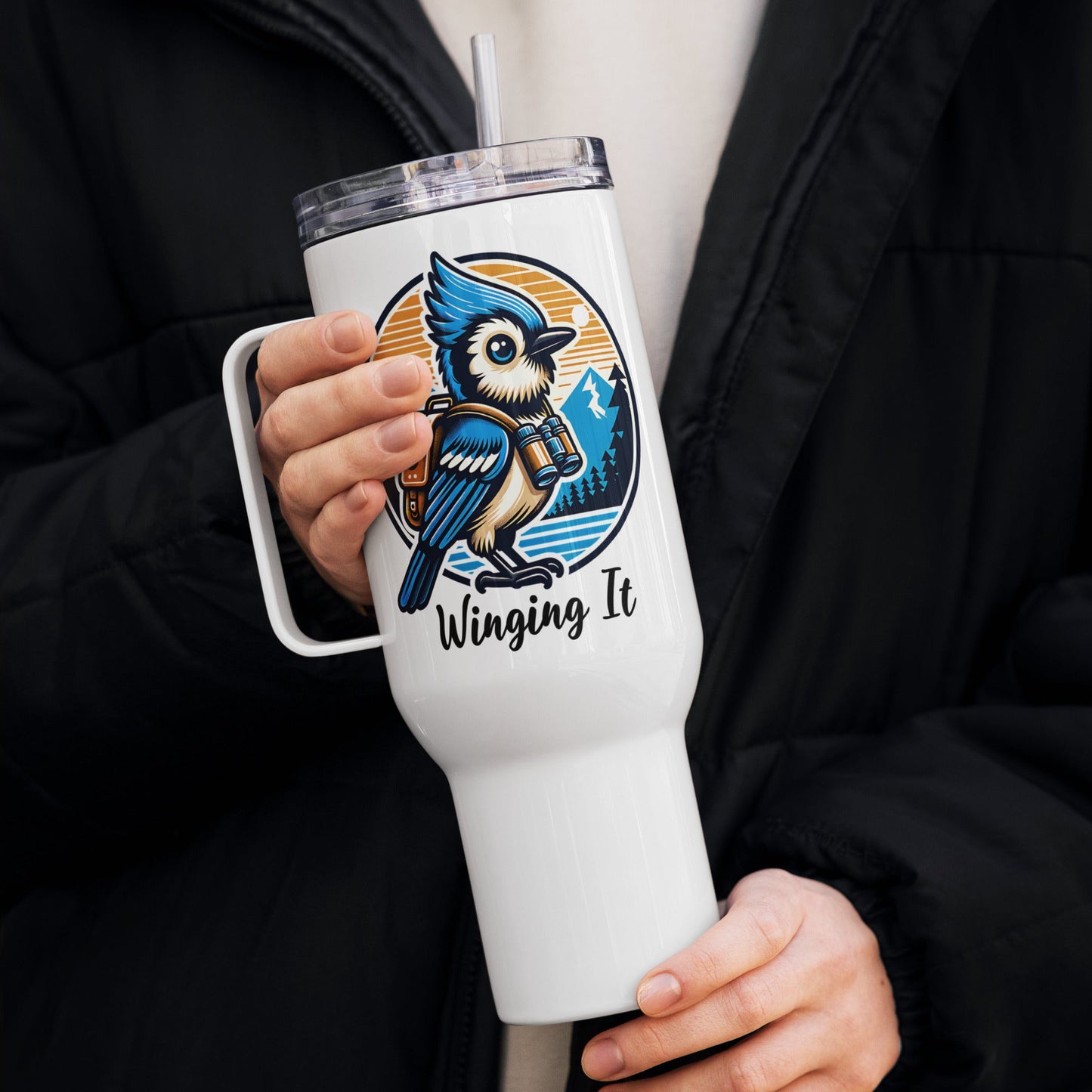 Winging It Travel Mug With Handle (25 oz and 40 oz) - Travel Mug - Discovery Co.