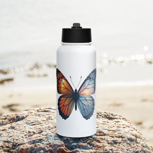 Wings Of Nature Butterfly Stainless Steel Water Bottle With Straw Lid - Stainless Steel Water Bottle With Straw Lid - Discovery Co.