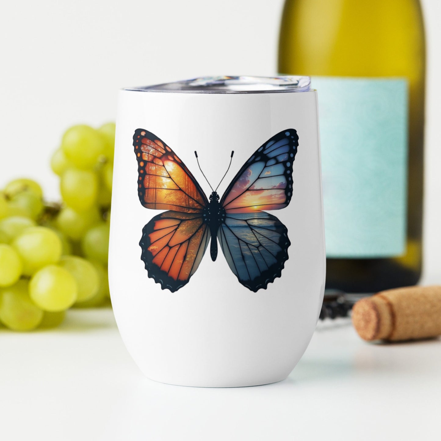 Wings Of Nature Butterfly Stainless Steel Wine Tumbler - Steel Tumbler - Discovery Co.