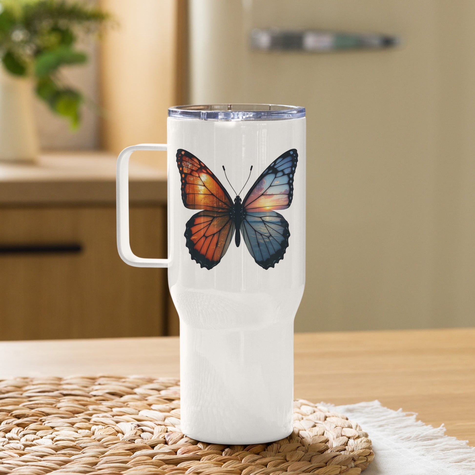 Wings Of Nature Butterfly Travel Mug With Handle (25 oz and 40 oz) - Travel Mug - Discovery Co.