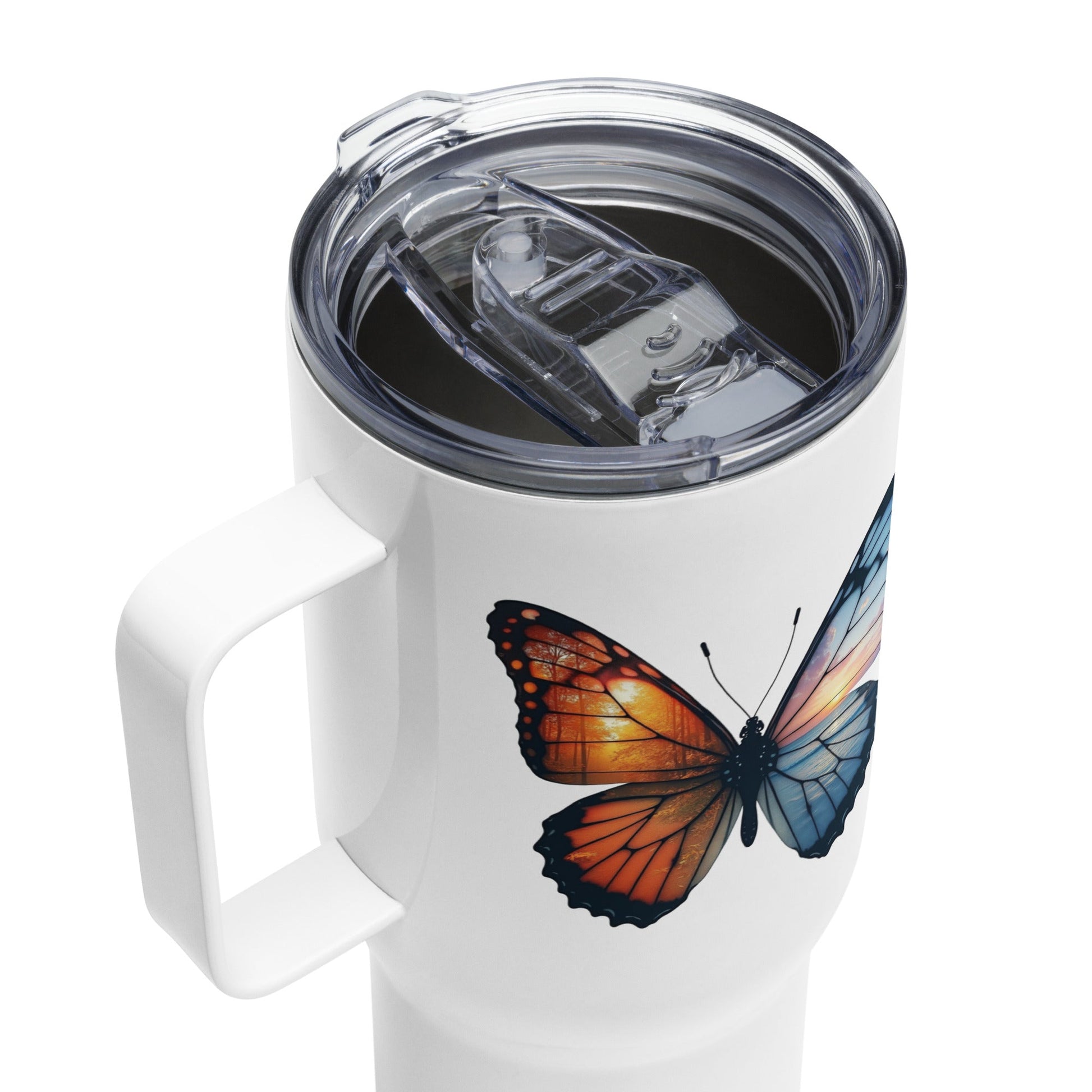 Wings Of Nature Butterfly Travel Mug With Handle (25 oz and 40 oz) - Travel Mug - Discovery Co.