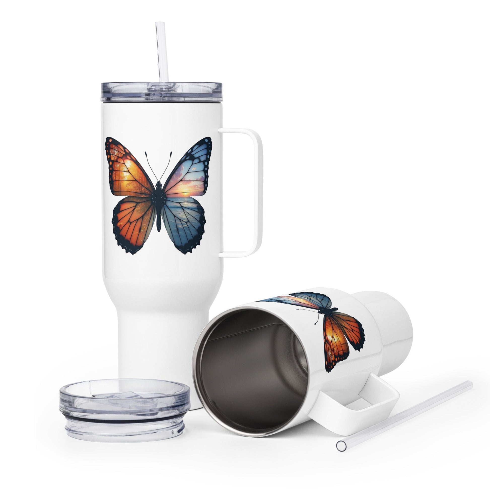 Wings Of Nature Butterfly Travel Mug With Handle (25 oz and 40 oz) - Travel Mug - Discovery Co.
