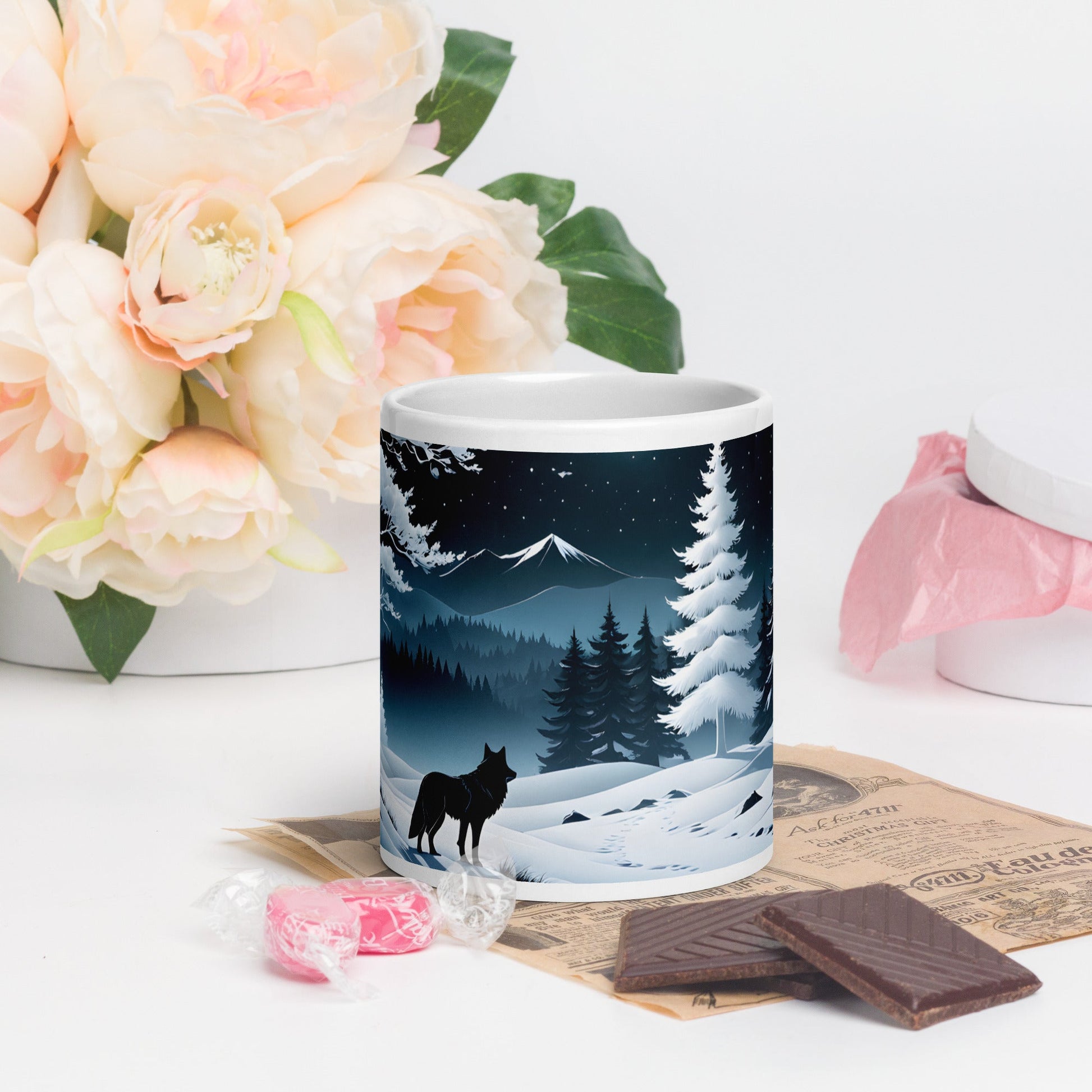 Winter Wolf White Glossy Mug (11 oz, 15 oz, 20 oz) - Mugs - Discovery Co.