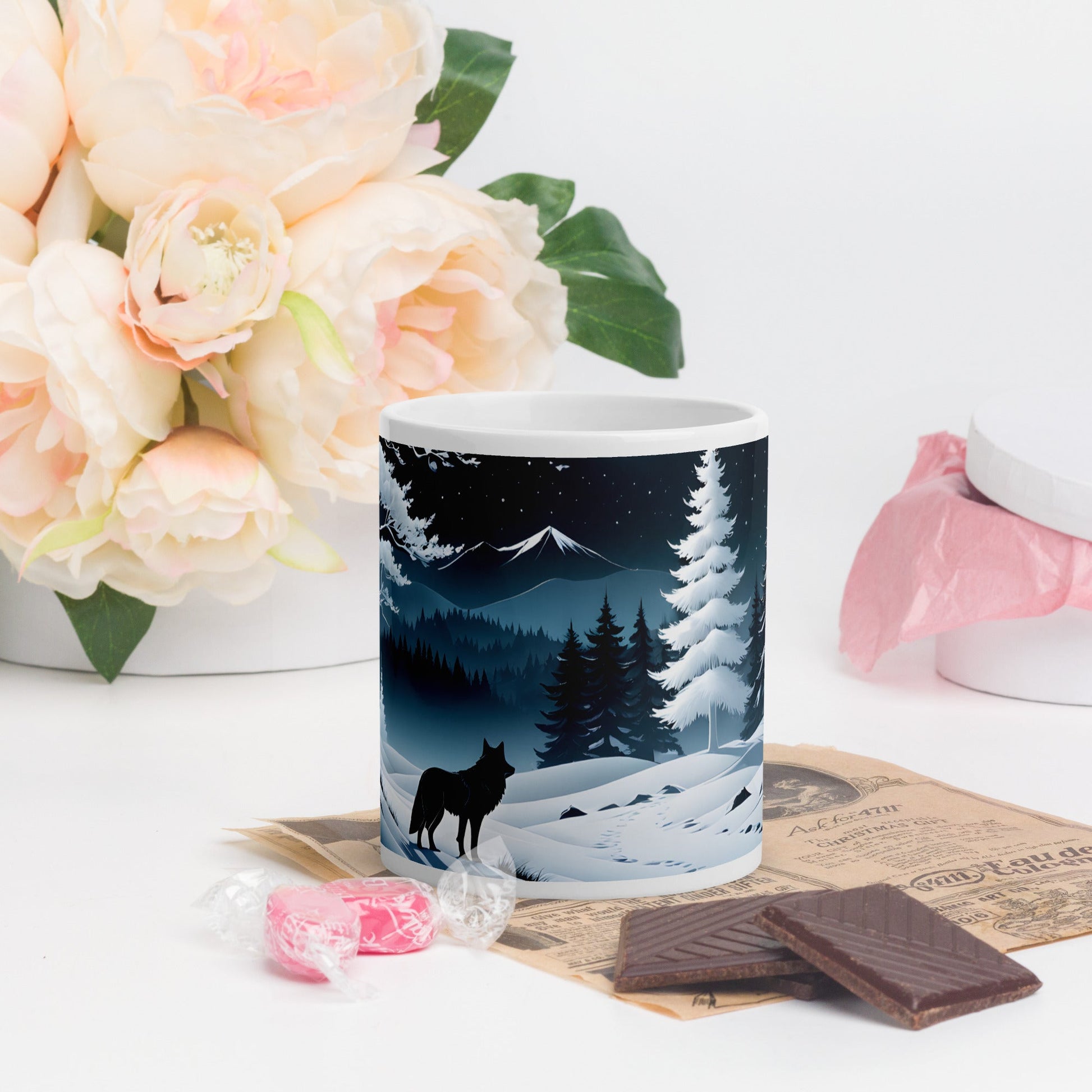 Winter Wolf White Glossy Mug (11 oz, 15 oz, 20 oz) - Mugs - Discovery Co.