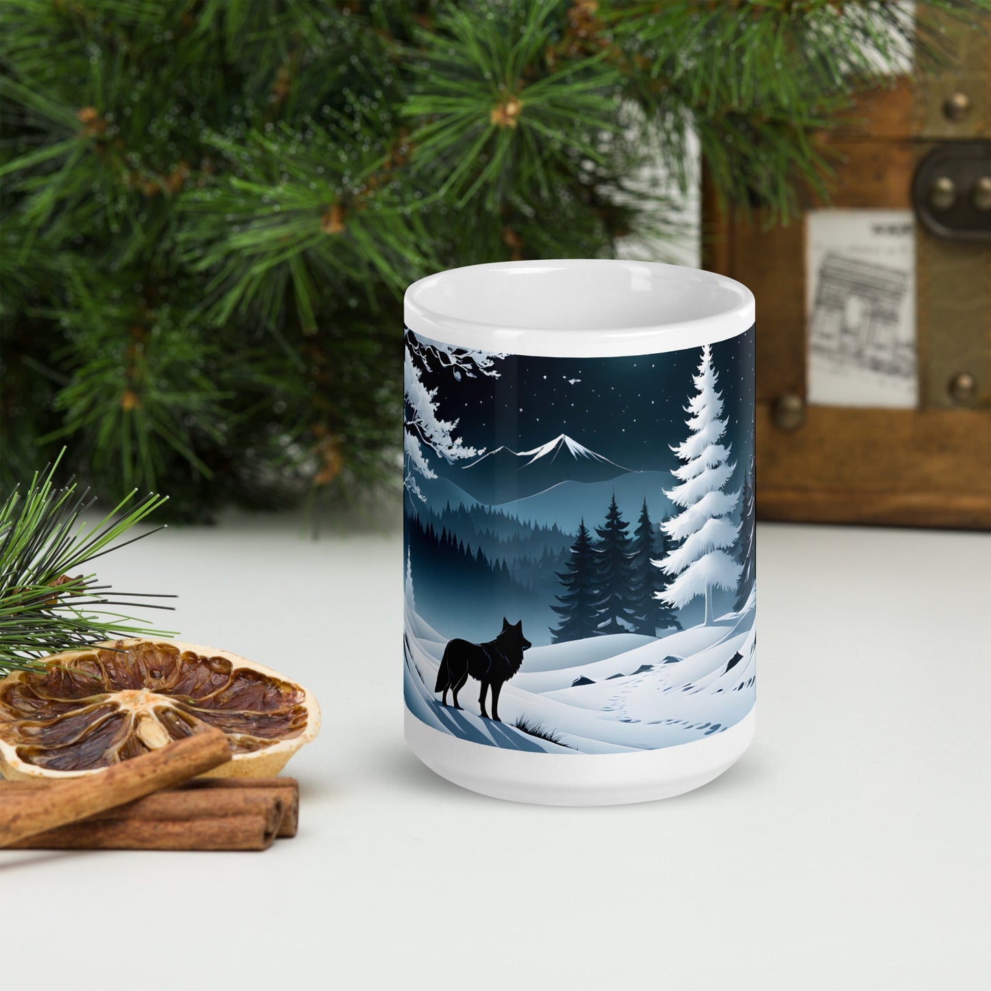 Winter Wolf White Glossy Mug (11 oz, 15 oz, 20 oz) - Mugs - Discovery Co.