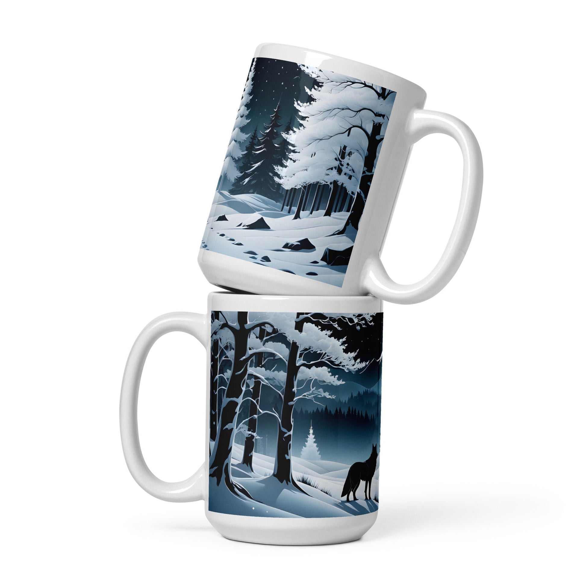 Winter Wolf White Glossy Mug (11 oz, 15 oz, 20 oz) - Mugs - Discovery Co.