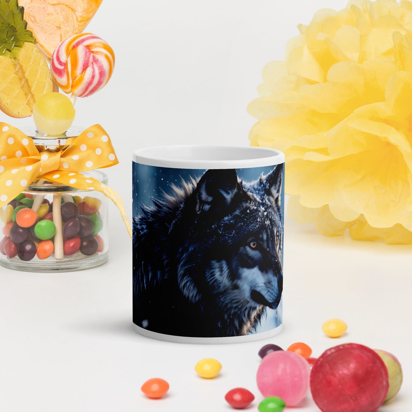 Wolf White Glossy Mug (11 oz, 15 oz, 20 oz) - Mugs - Discovery Co.