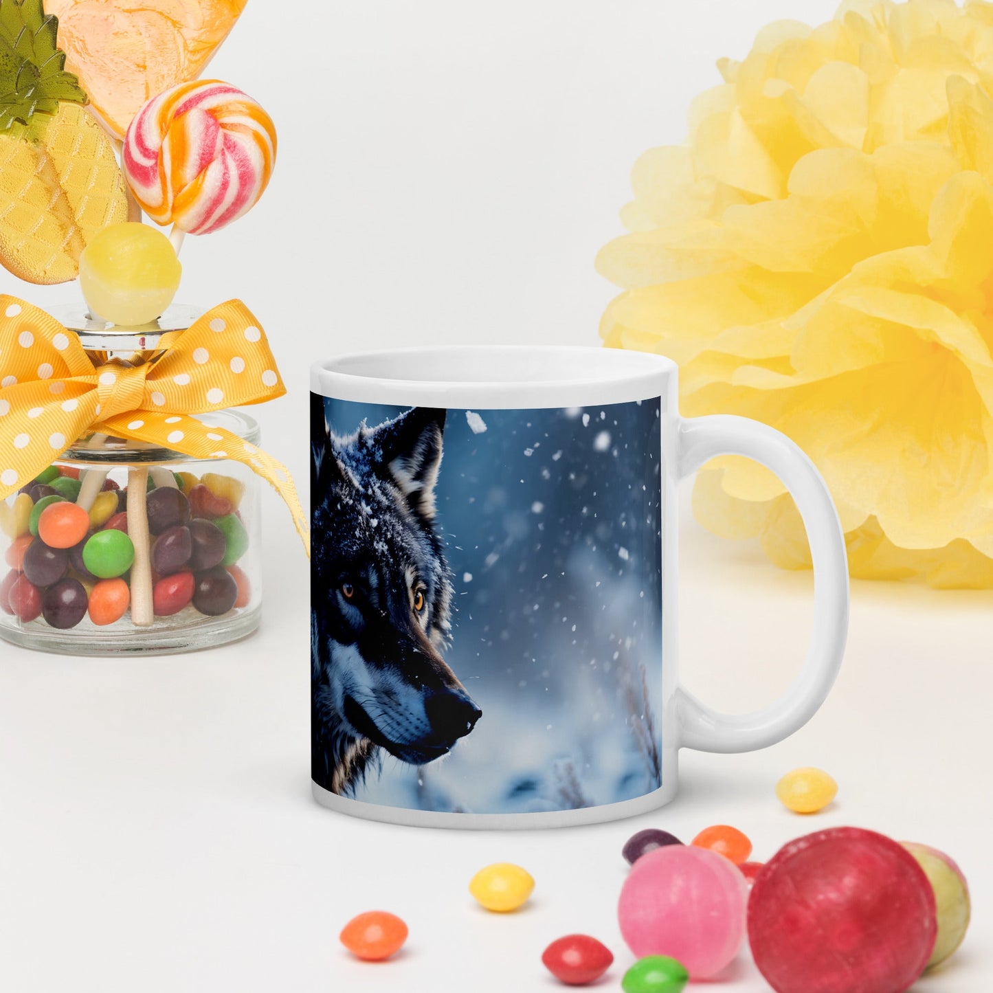 Wolf White Glossy Mug (11 oz, 15 oz, 20 oz) - Mugs - Discovery Co.