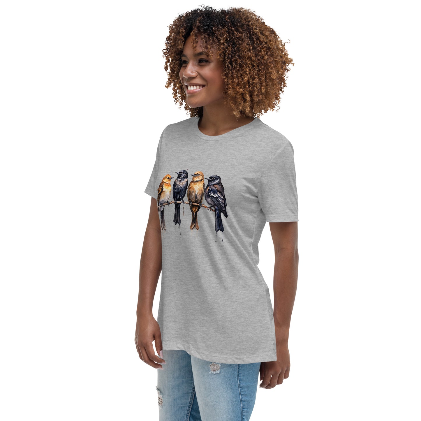 Birds Watercolor Art Women's Relaxed T-Shirt