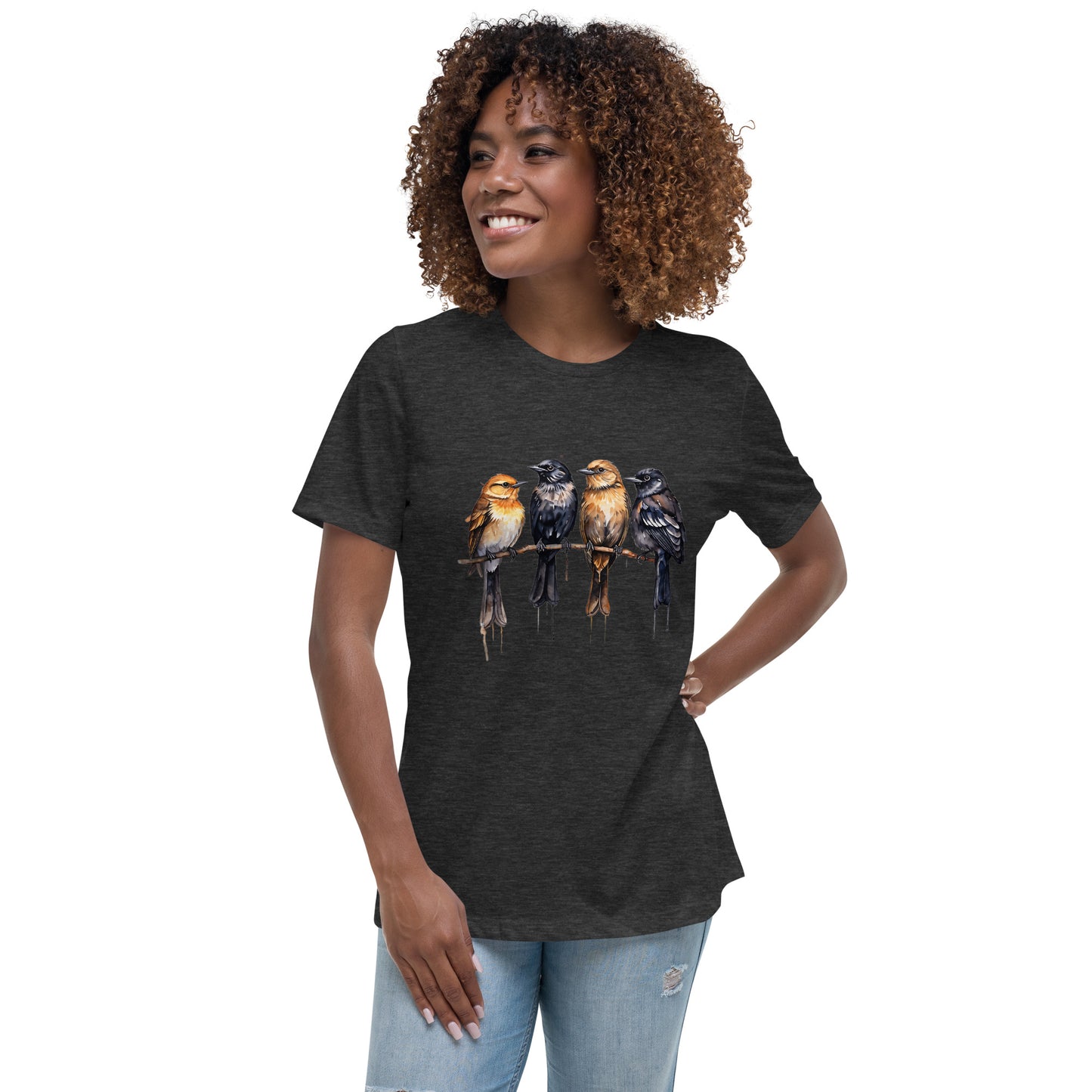 Birds Watercolor Art Women's Relaxed T-Shirt