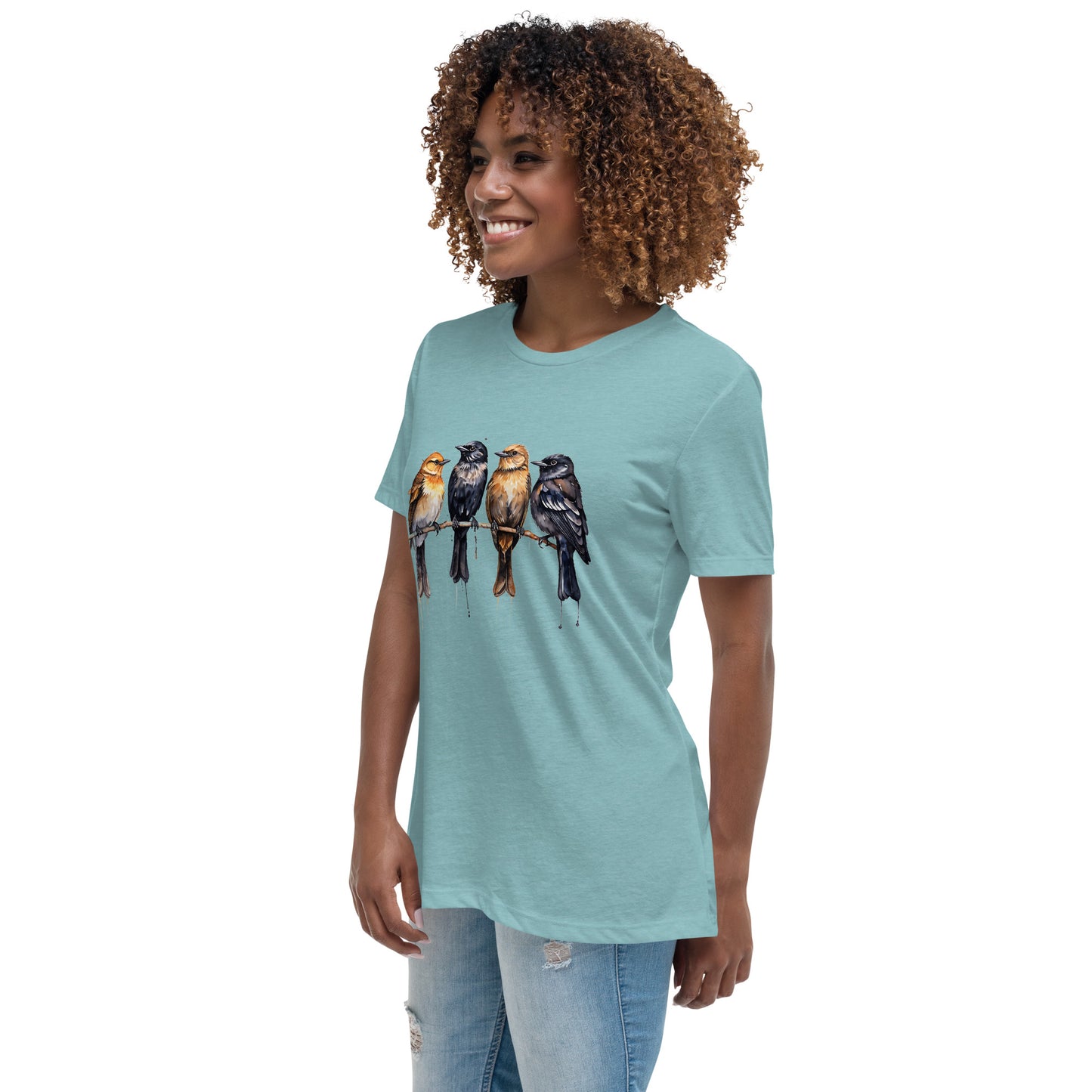 Birds Watercolor Art Women's Relaxed T-Shirt