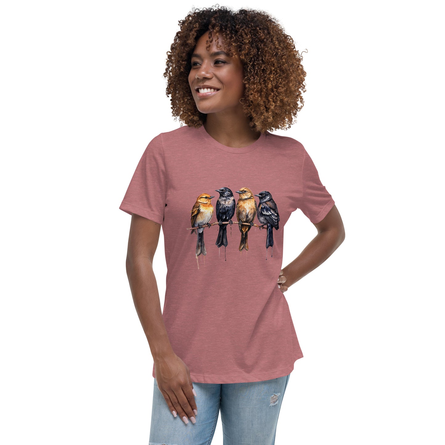 Birds Watercolor Art Women's Relaxed T-Shirt