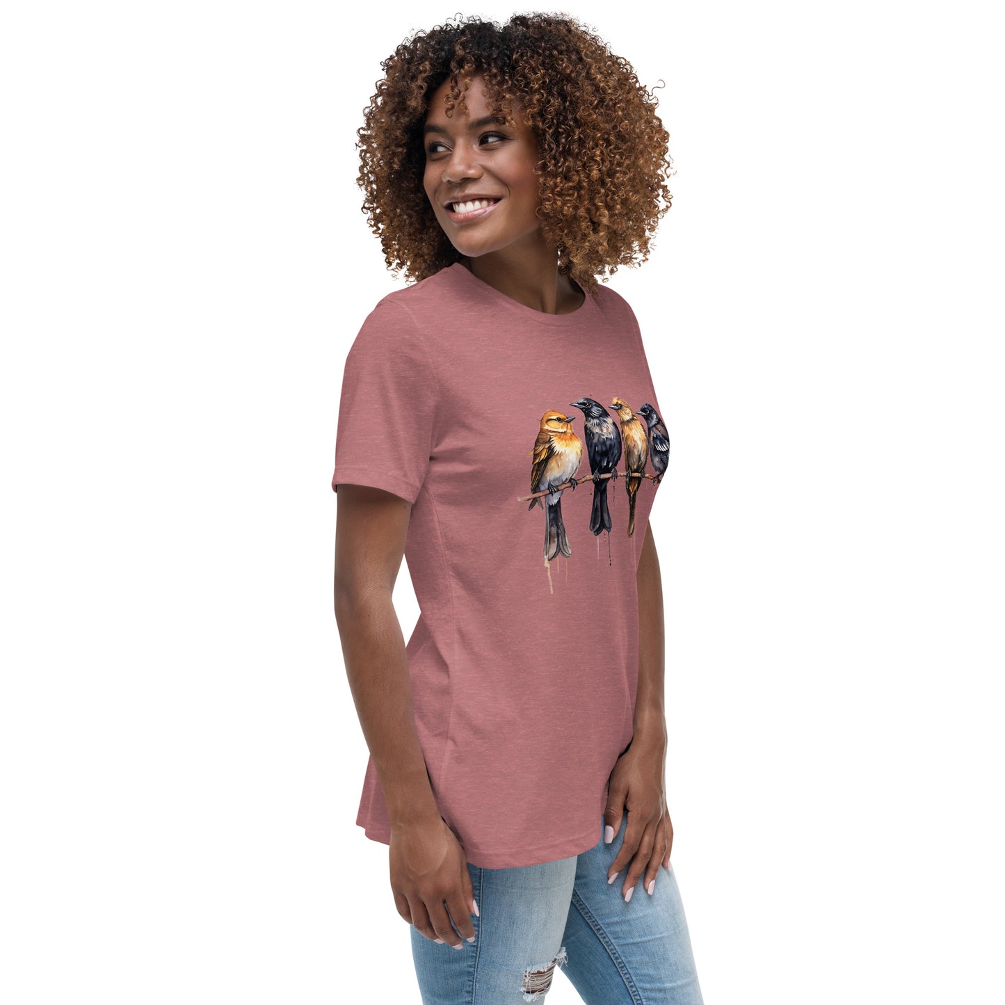 Birds Watercolor Art Women's Relaxed T-Shirt