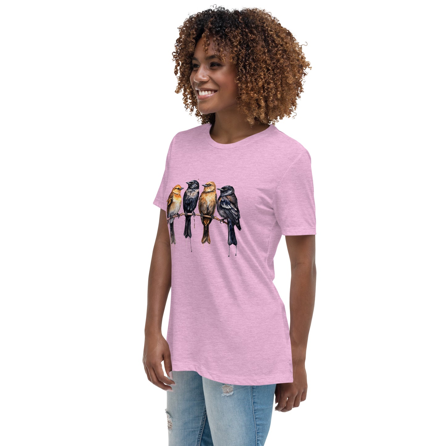 Birds Watercolor Art Women's Relaxed T-Shirt