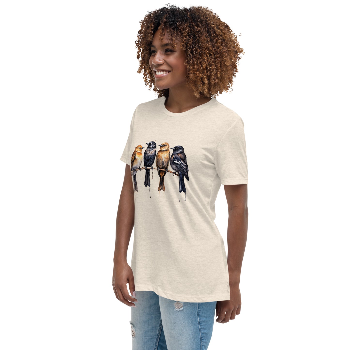 Birds Watercolor Art Women's Relaxed T-Shirt