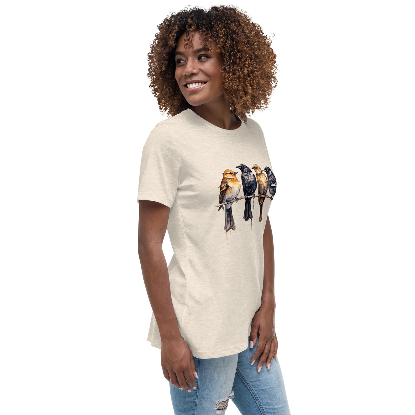 Birds Watercolor Art Women's Relaxed T-Shirt