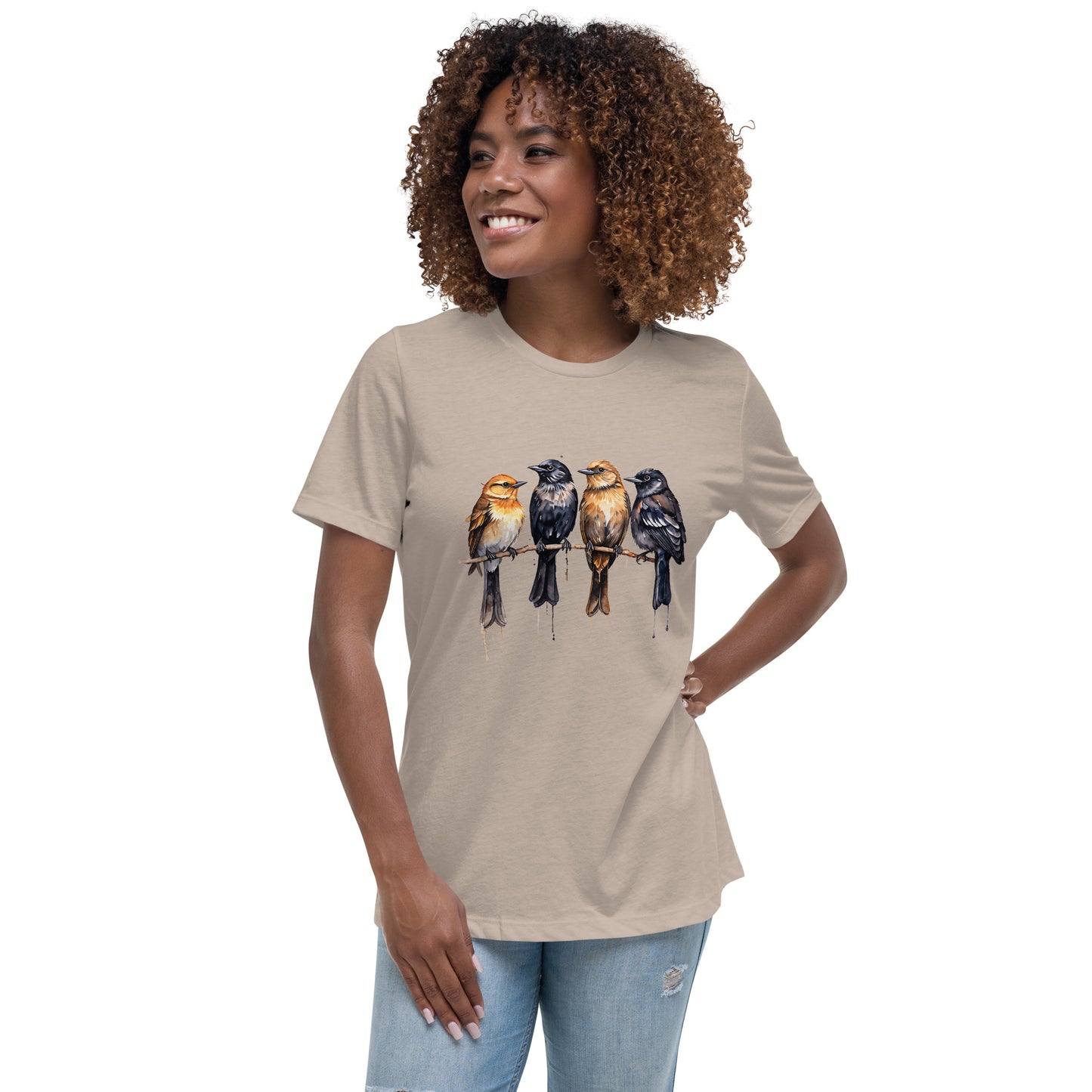 Birds Watercolor Art Women's Relaxed T-Shirt