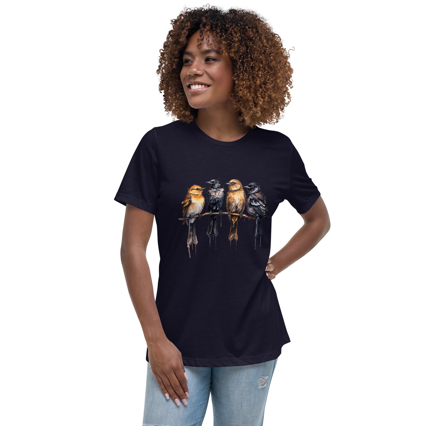 Birds Watercolor Art Women's Relaxed T-Shirt