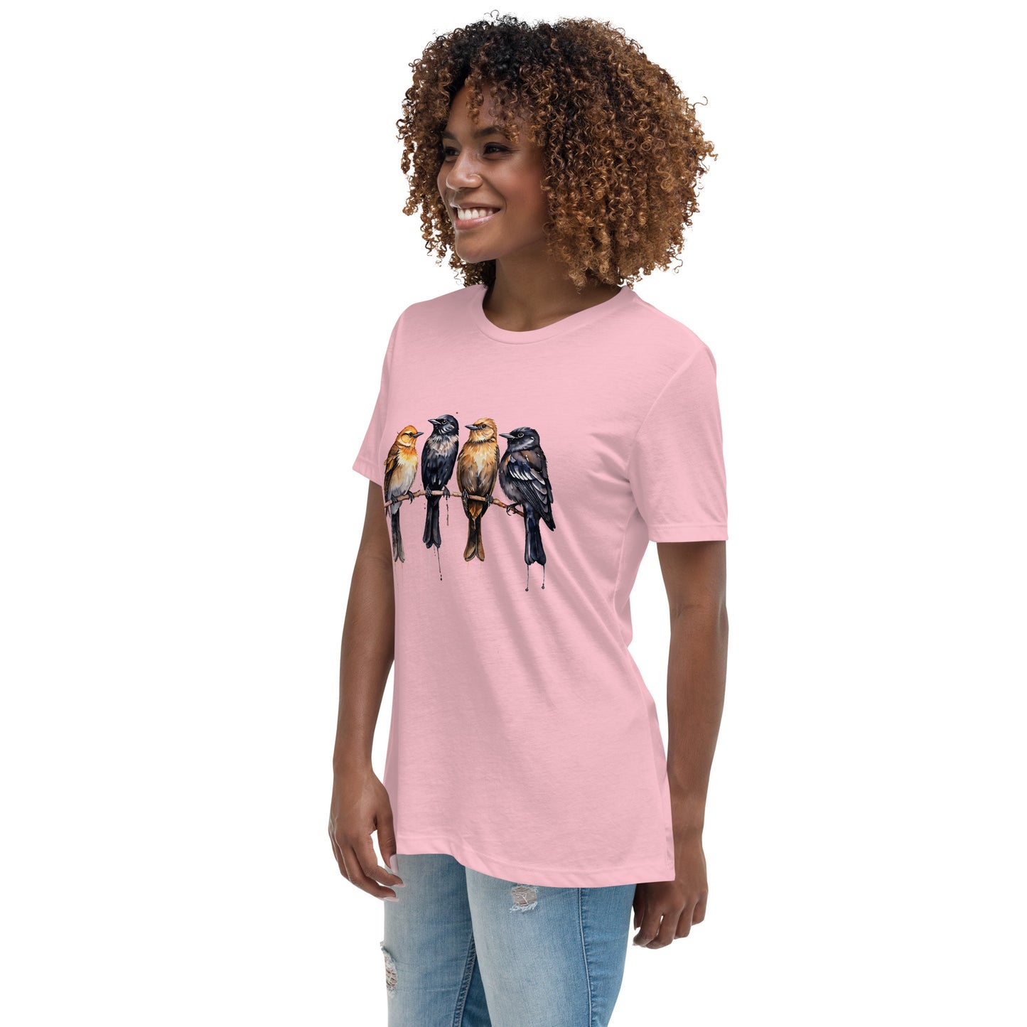 Birds Watercolor Art Women's Relaxed T-Shirt