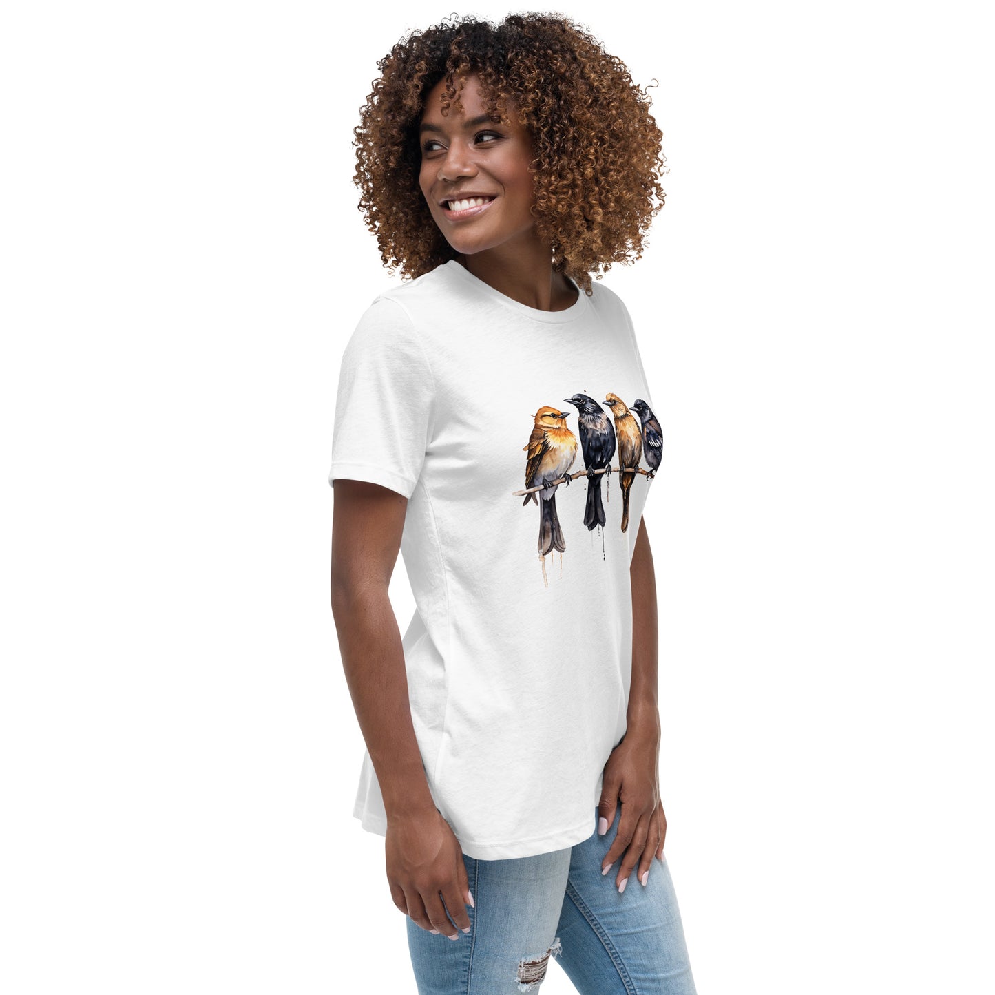 Birds Watercolor Art Women's Relaxed T-Shirt