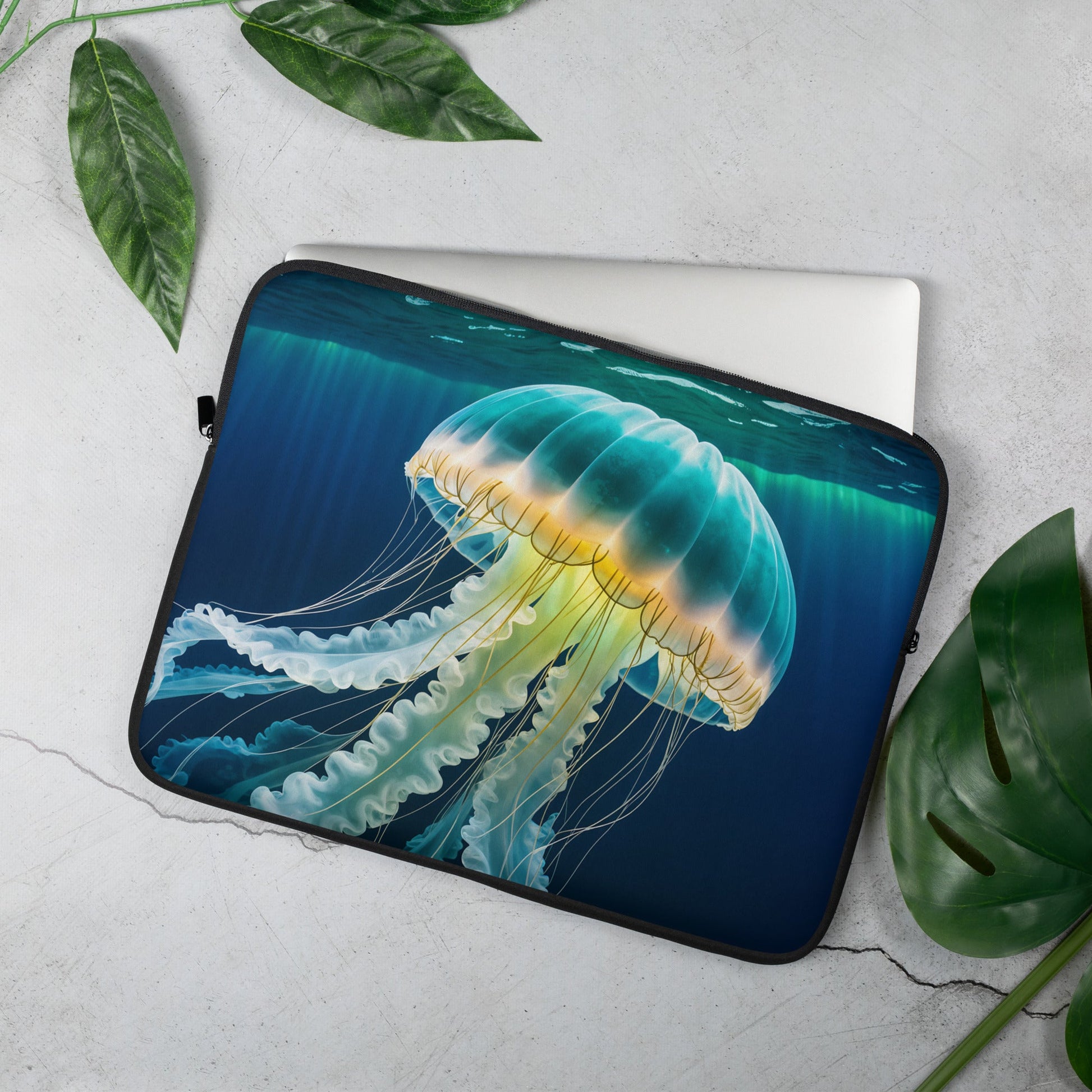Yellow And Turquoise Jellyfish Laptop Sleeve - Laptop Cases - Discovery Co.