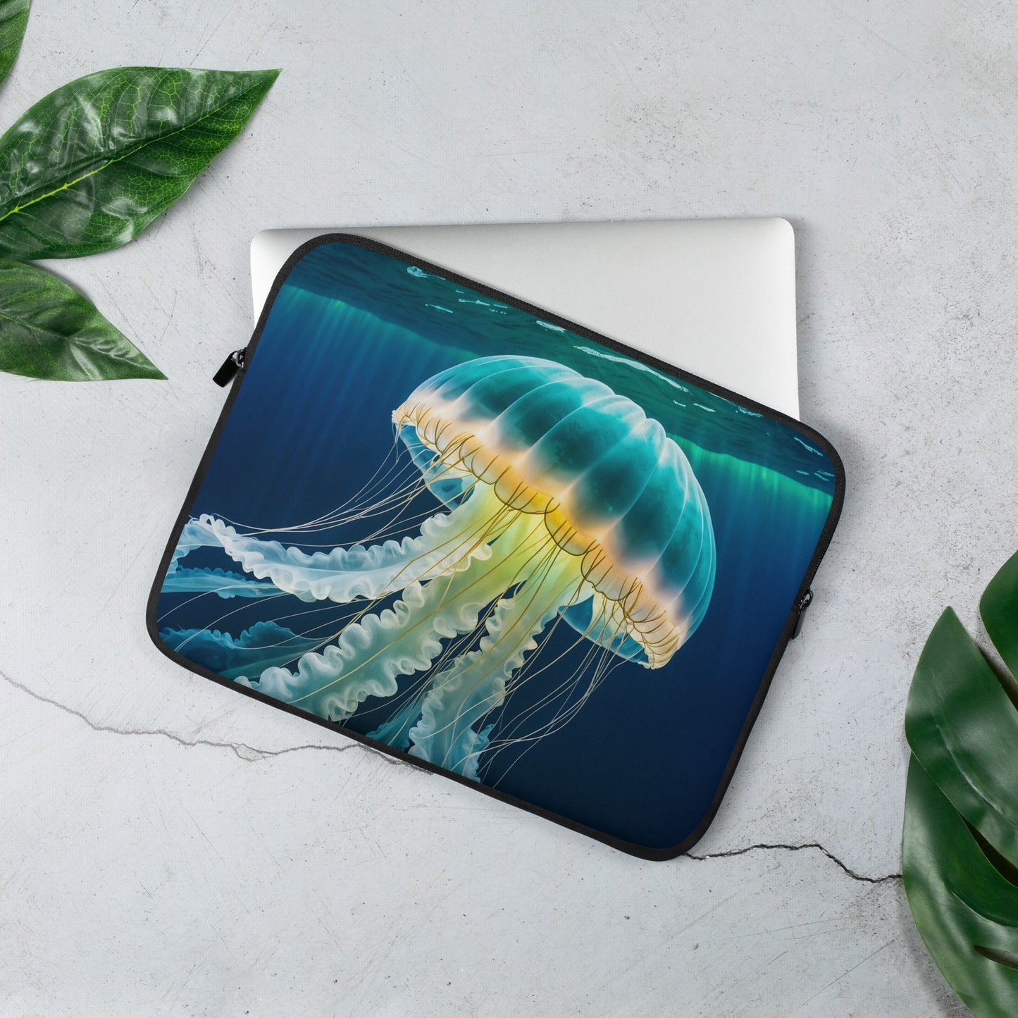 Yellow And Turquoise Jellyfish Laptop Sleeve - Laptop Cases - Discovery Co.