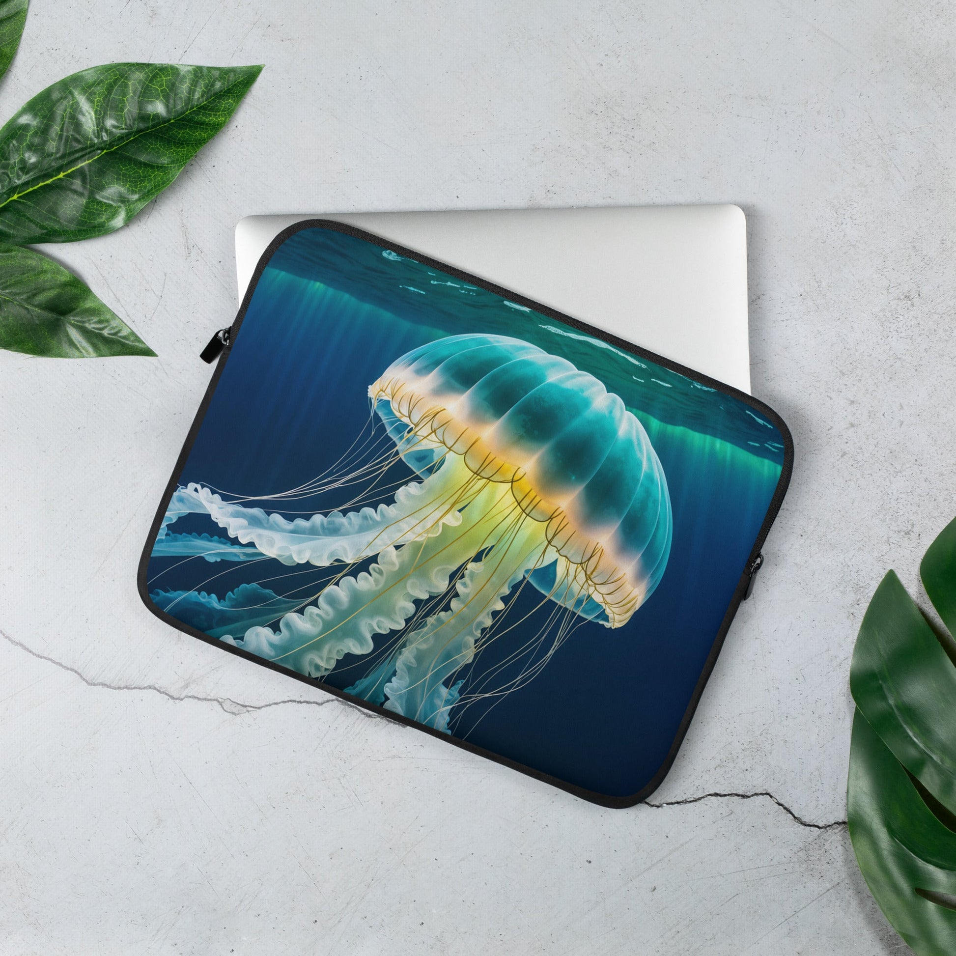 Yellow And Turquoise Jellyfish Laptop Sleeve - Laptop Cases - Discovery Co.