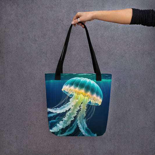 Yellow And Turquoise Jellyfish Tote Bag - Tote Bags - Discovery Co.
