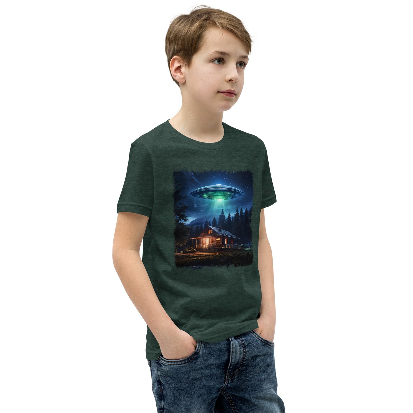 UFO Over Cabin Youth Short Sleeve T-Shirt - Discovery Co.