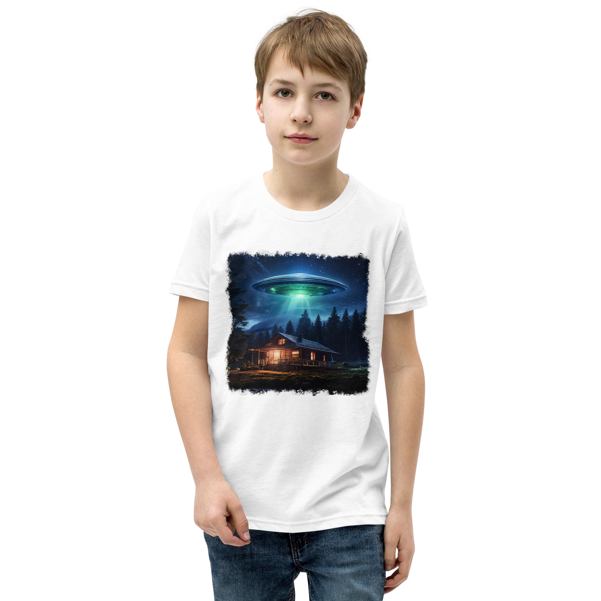 UFO Over Cabin Youth Short Sleeve T-Shirt - Discovery Co.